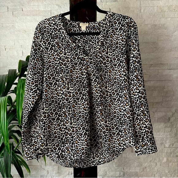J. Crew Factory Tops - J. CREW Factory Drapey V Neck Long Sleeve Blouse Size Small